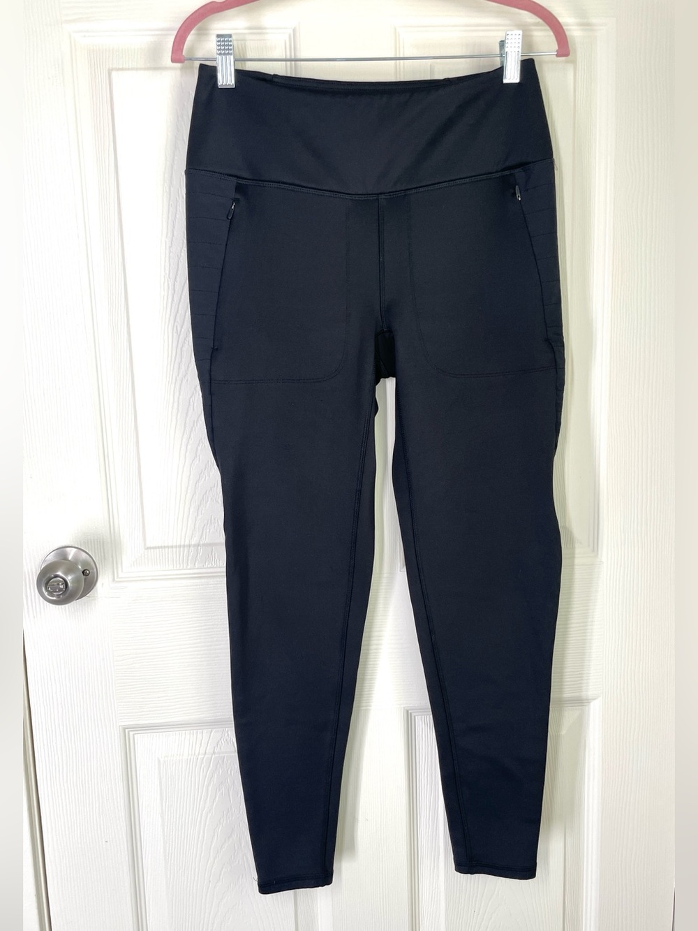 Spyder Active Women's M Moto Brushed Fleece Lined Leggings Pockets SP699 EUC